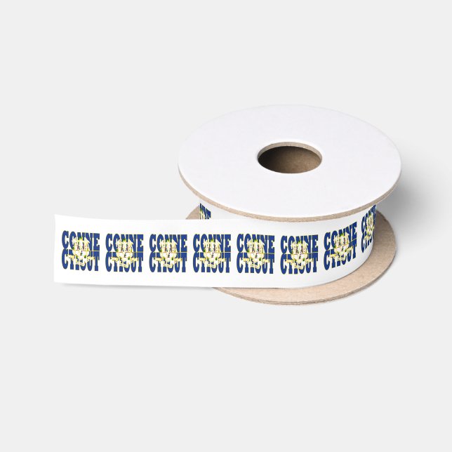 Connecticut state flag typography design satin ribbon (Spool)