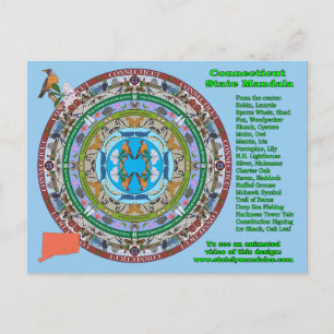 Connecticut State Mandala Postcard