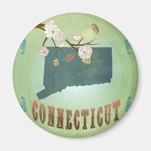 Connecticut State Map – Green Magnet (Front)