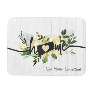 Connecticut State Personalized Home City Rustic Magnet