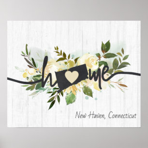 Connecticut State Personalized Home City Rustic Poster