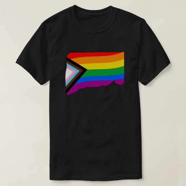 Connecticut State Pride LGBTQ Progress Pride T-Shirt (Design Front)
