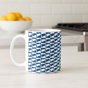 Connecticut State Silhouette Pattern in Blue White Coffee Mug