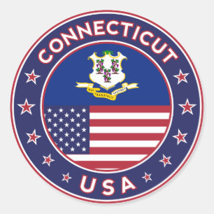 Connecticut sticker, USA States Classic Round Sticker