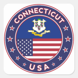 Connecticut sticker, USA States Square Sticker