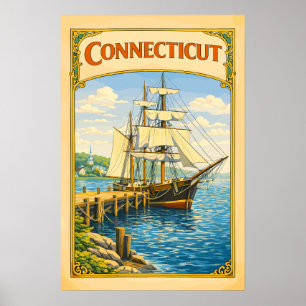 Connecticut Tall Ship Vintage Poster