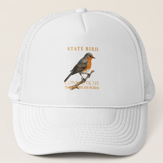 Connecticut Territory Bird The Turdus Migratorious Trucker Hat (Front)