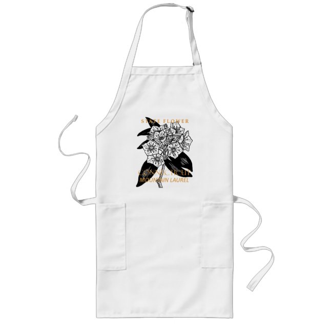 Connecticut Territory Flower Mountain Laurel Long Apron (Front)