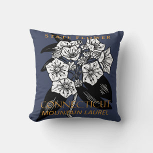 Connecticut Territory Flower Mountain Laurel Throw Pillow