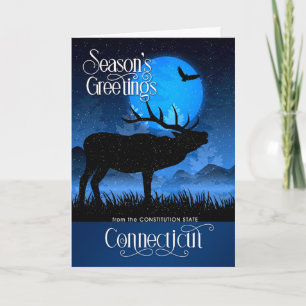 Connecticut The Constitution State Woodland Moose Holiday Card