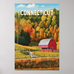 Connecticut Travel Art Vintage Poster