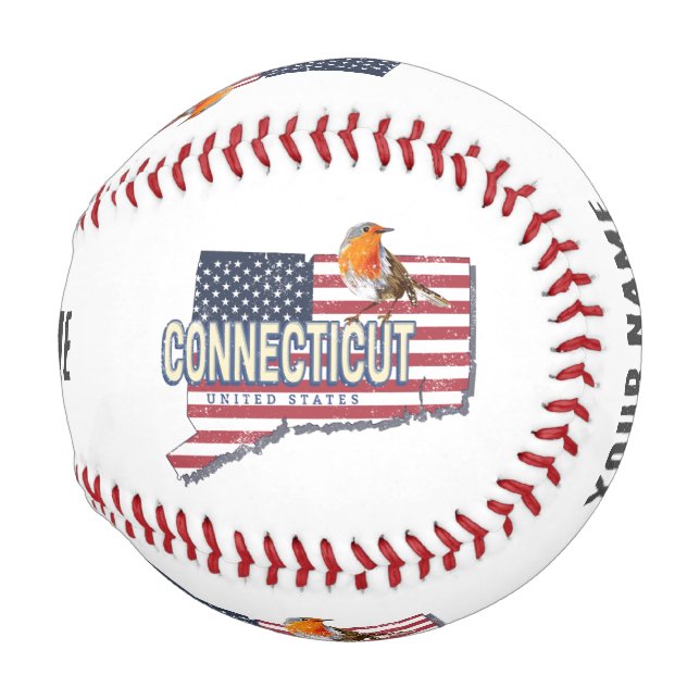 Connecticut united states retro state map vintage baseball (Front Right)