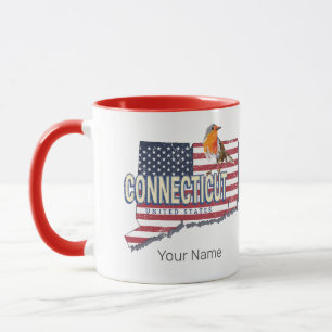 Connecticut united states retro state map vintage mug