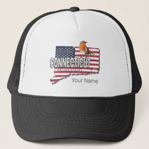 Connecticut united states retro state map vintage trucker hat