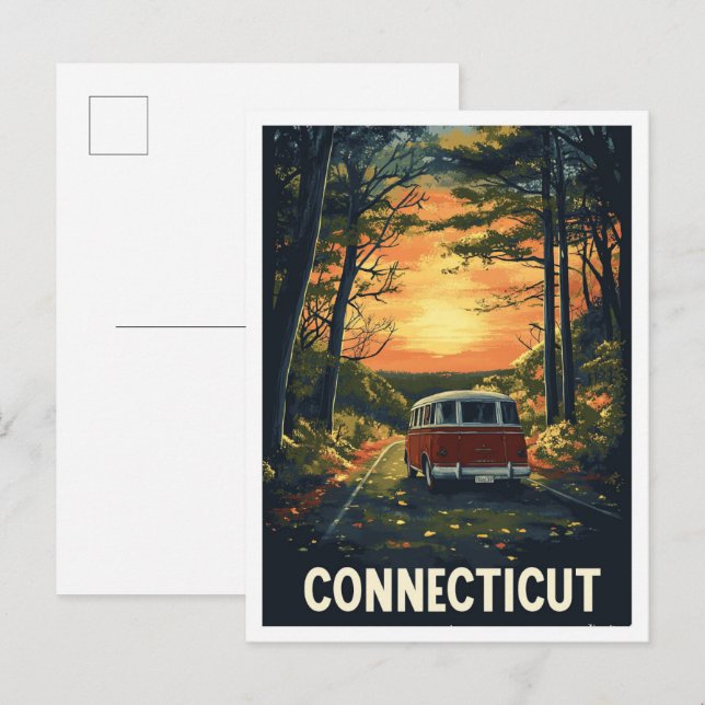 Connecticut USA Art Vintage Travel Postcard (Front/Back)