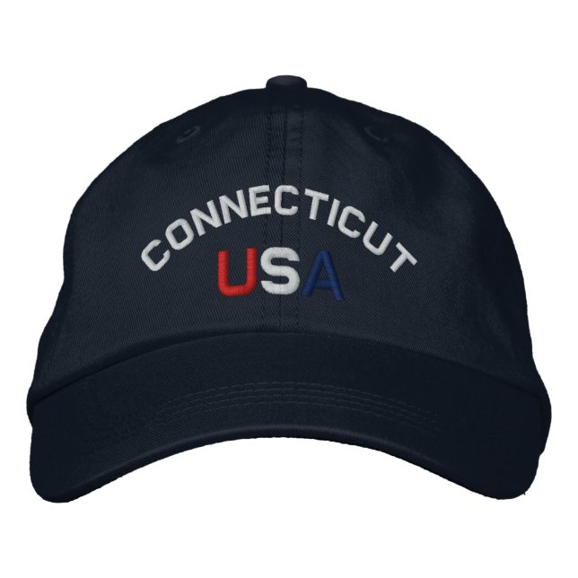 Connecticut USA Brodé Casquette bleu marine (Devant)