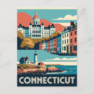 Connecticut USA New England Coast Historic Travel Postcard