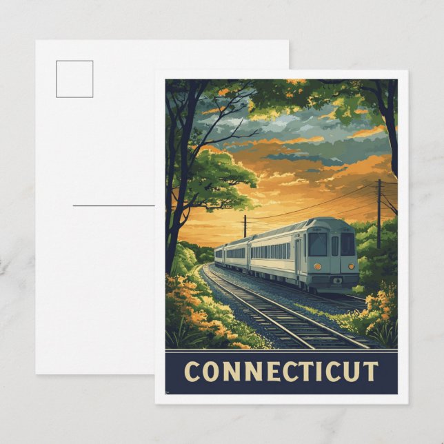 Connecticut USA Vintage Illustration Travel Postcard (Front/Back)