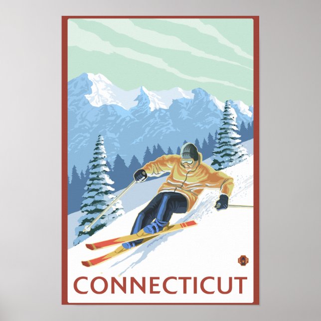 ConnecticutDownhill Skier Scene Poster (Front)