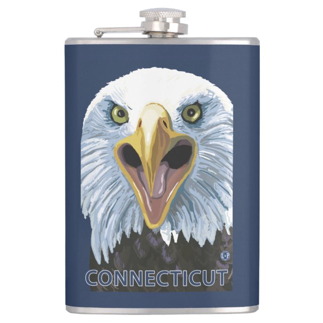 ConnecticutEagle Up Close Hip Flask (Front)
