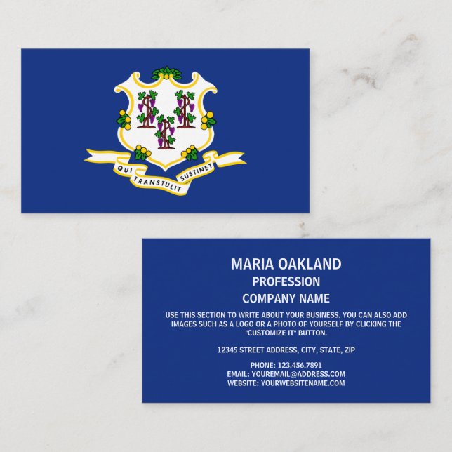 Connecticuter Flag, Flag of Connecticut Business Card (Front/Back)