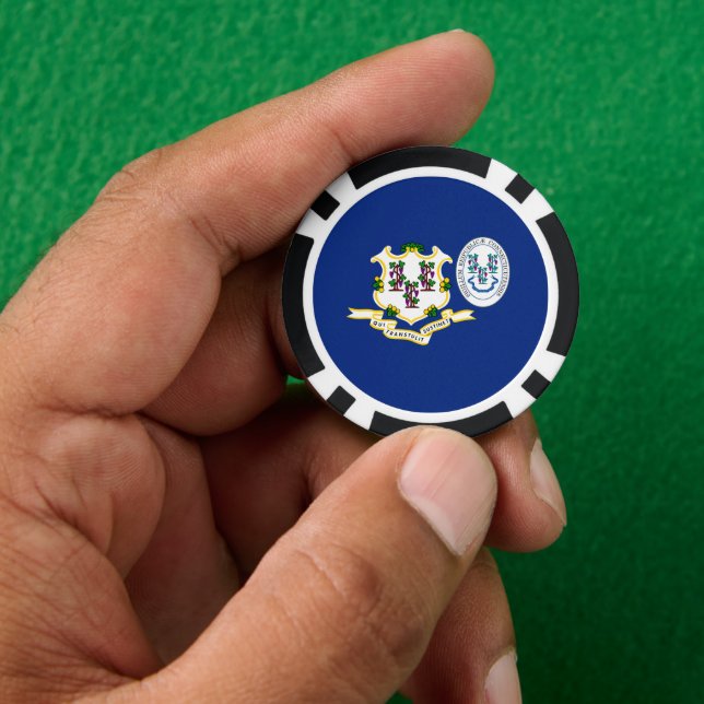 Connecticuter Flag & Seal, Connecticut Poker Chips (Hand)