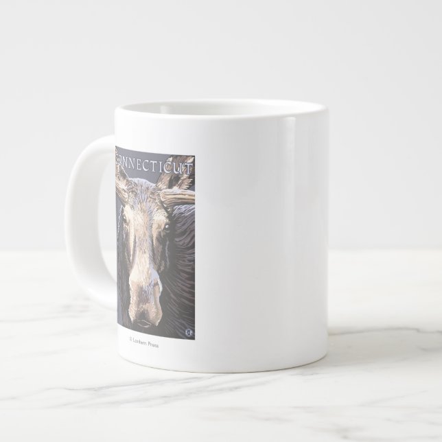 ConnecticutMoose Up Close Large Coffee Mug (Front Left)