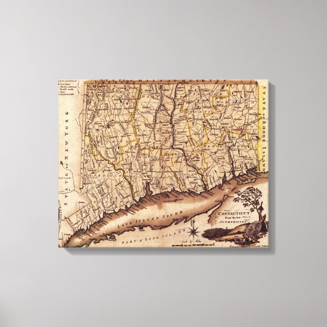 ConnecticutPanoramic MapConnecticut Canvas Print (Front)