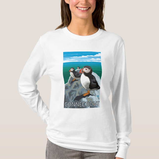 ConnecticutPuffins Scene T-Shirt (Front)
