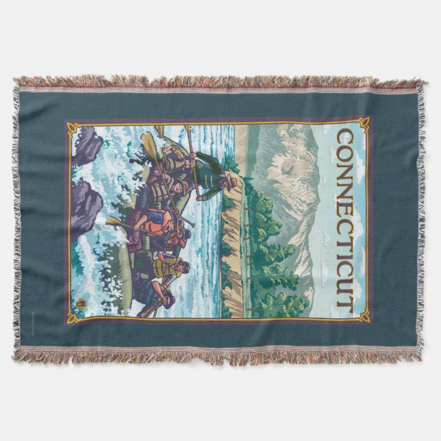 ConnecticutRiver Rafting Scene Throw Blanket (Front)