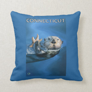 ConnecticutSea Otter Scene Throw Pillow