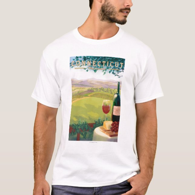 ConnecticutWine Country Scene T-Shirt (Front)
