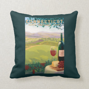 ConnecticutWine Country Scene Throw Pillow