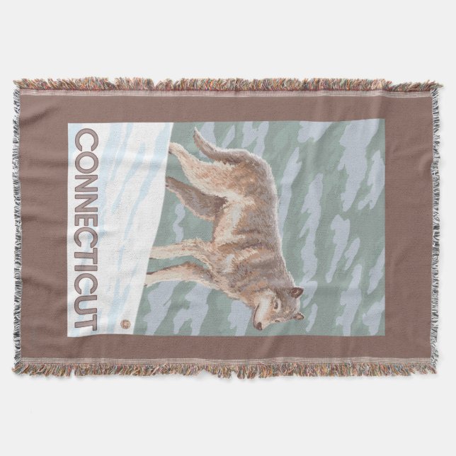 ConnecticutWolf Scene Throw Blanket (Front)