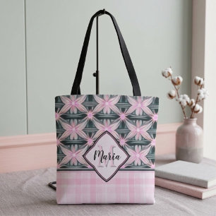 Connecting Pink Flowers Tote Bag