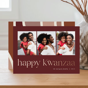 Connection   3 Photo Kwanzaa Foil Holiday Card