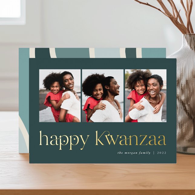 Connection | 3 Photo Kwanzaa Foil Holiday Card (Creator Uploaded)