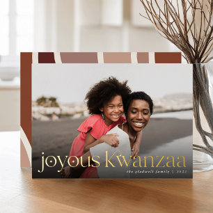 Connection Full Photo Joyous Kwanzaa Foil Holiday Card