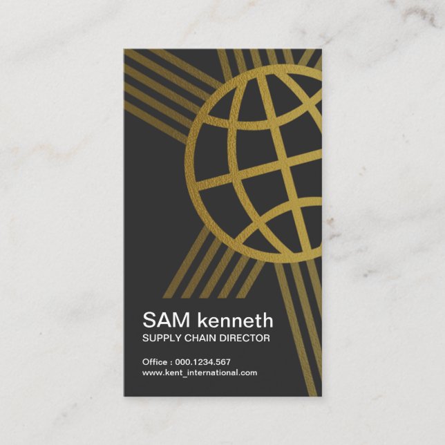 Connection Lines Faux Gold Global Import Export Business Card (Front)