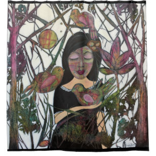 Connection Woman and Birds Whimsical Art