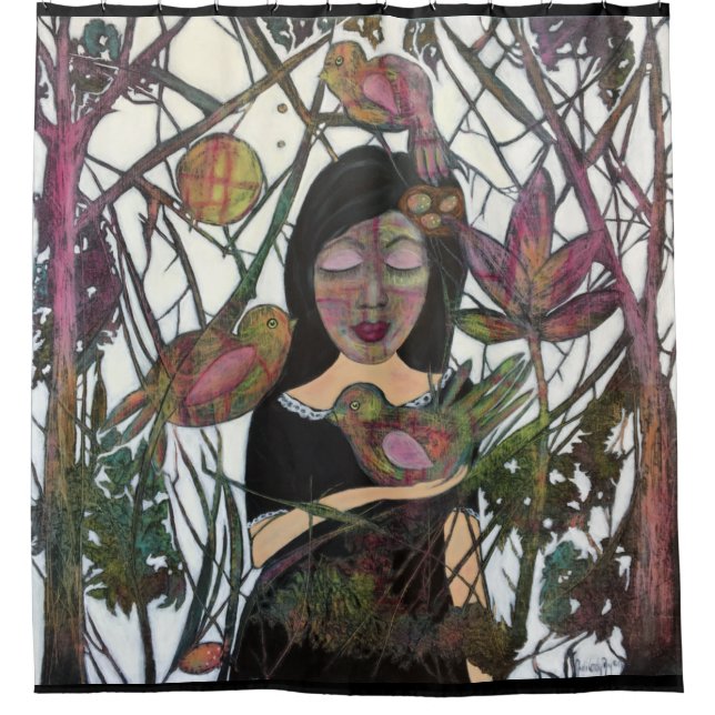 Connection Woman and Birds Whimsical Art (Front)