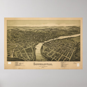 Connellsville Pennsylvania 1897 Antique Panorama Poster