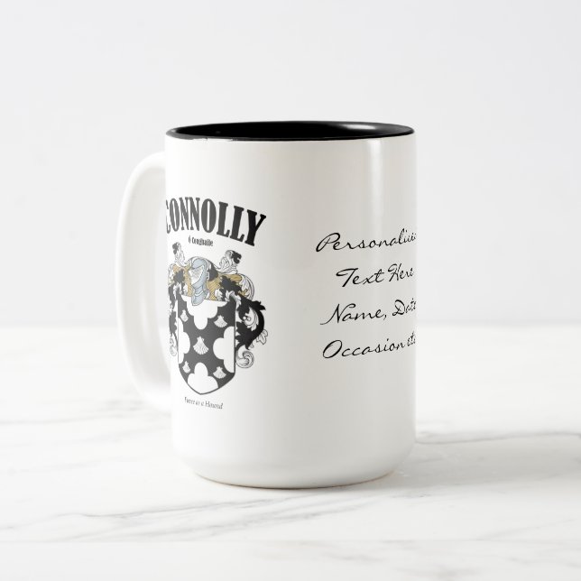 Connolly Family Crest, Translation & Meaning Two-Tone Coffee Mug (Front Left)