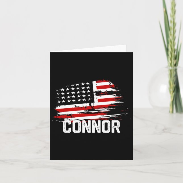 Connor Usa Flag Personalized 4th Of July Connor  Card (Front)