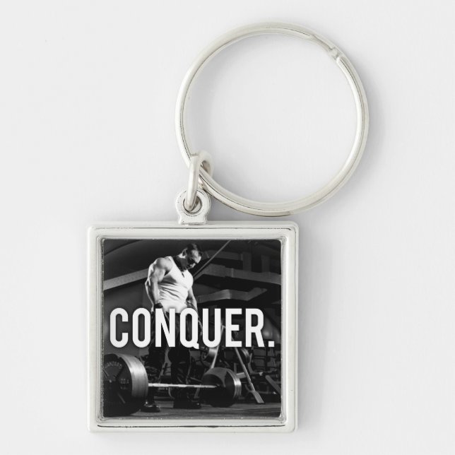 CONQUER - "Body building" Workout Motivational Keychain (Front)