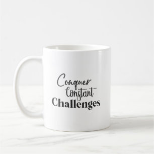 Conquer Challenges Gym Hustle Success Motivational Coffee Mug