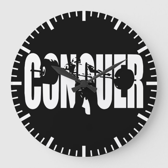 CONQUER - Olympic Weightlifting - Gym Motivational Large Clock (Front)