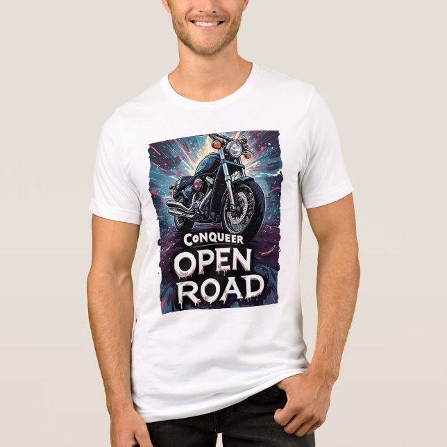 🔥 Conquer Open Road Biker Art Style Tri-Blend Shirt (Front)