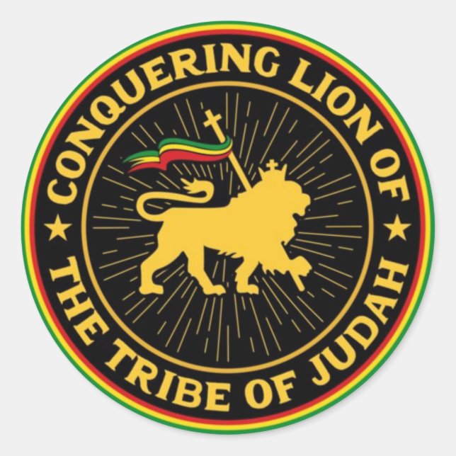 Conquering Lion of the Tribe of Judah - Rastafari Classic Round Sticker (Front)