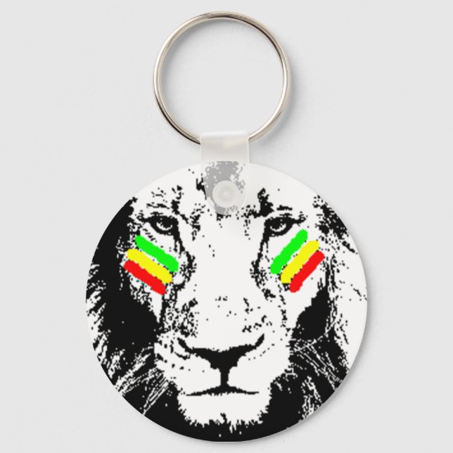 Conquering Lion Rasta Eye Black Keychain (Front)